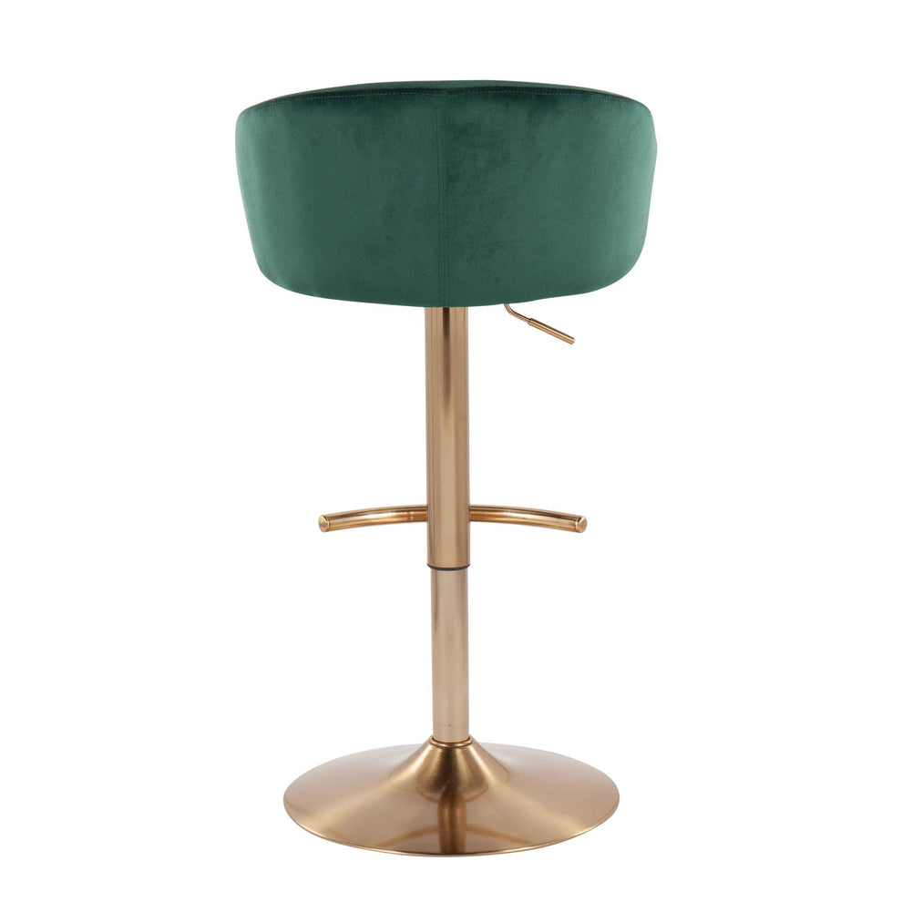 Claire Contemporary/Glam Adjustable  Bar Stool in Gold Metal and Black Velvet By LumiSource - Set of 2 | Bar Stools | Modishstore - 16