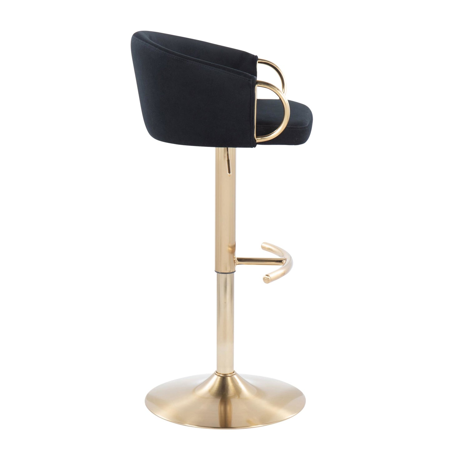 Claire Contemporary/Glam Adjustable  Bar Stool in Gold Metal and Black Velvet By LumiSource - Set of 2 | Bar Stools | Modishstore - 6