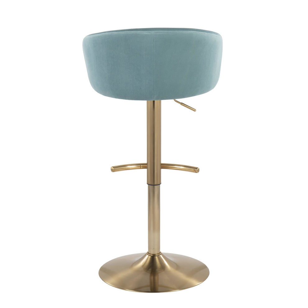 Claire Contemporary/Glam Adjustable  Bar Stool in Gold Metal and Black Velvet By LumiSource - Set of 2 | Bar Stools | Modishstore - 24