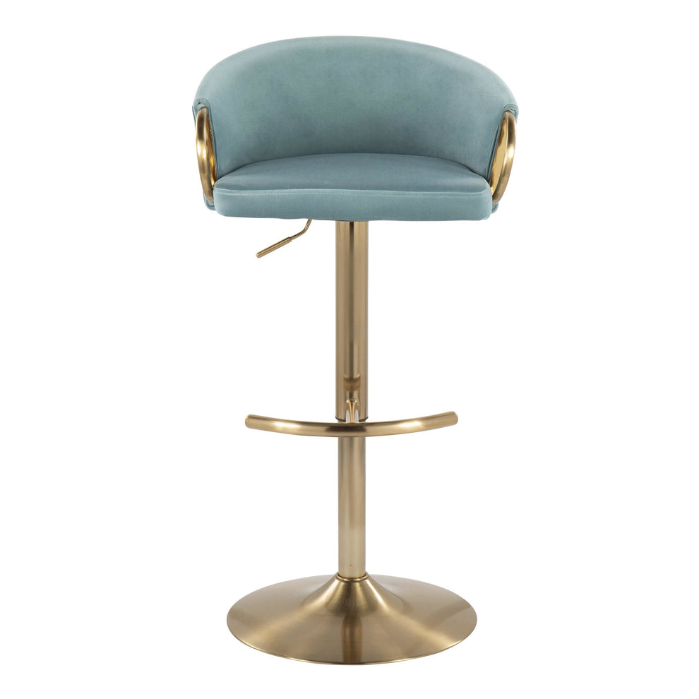 Claire Contemporary/Glam Adjustable  Bar Stool in Gold Metal and Black Velvet By LumiSource - Set of 2 | Bar Stools | Modishstore - 18