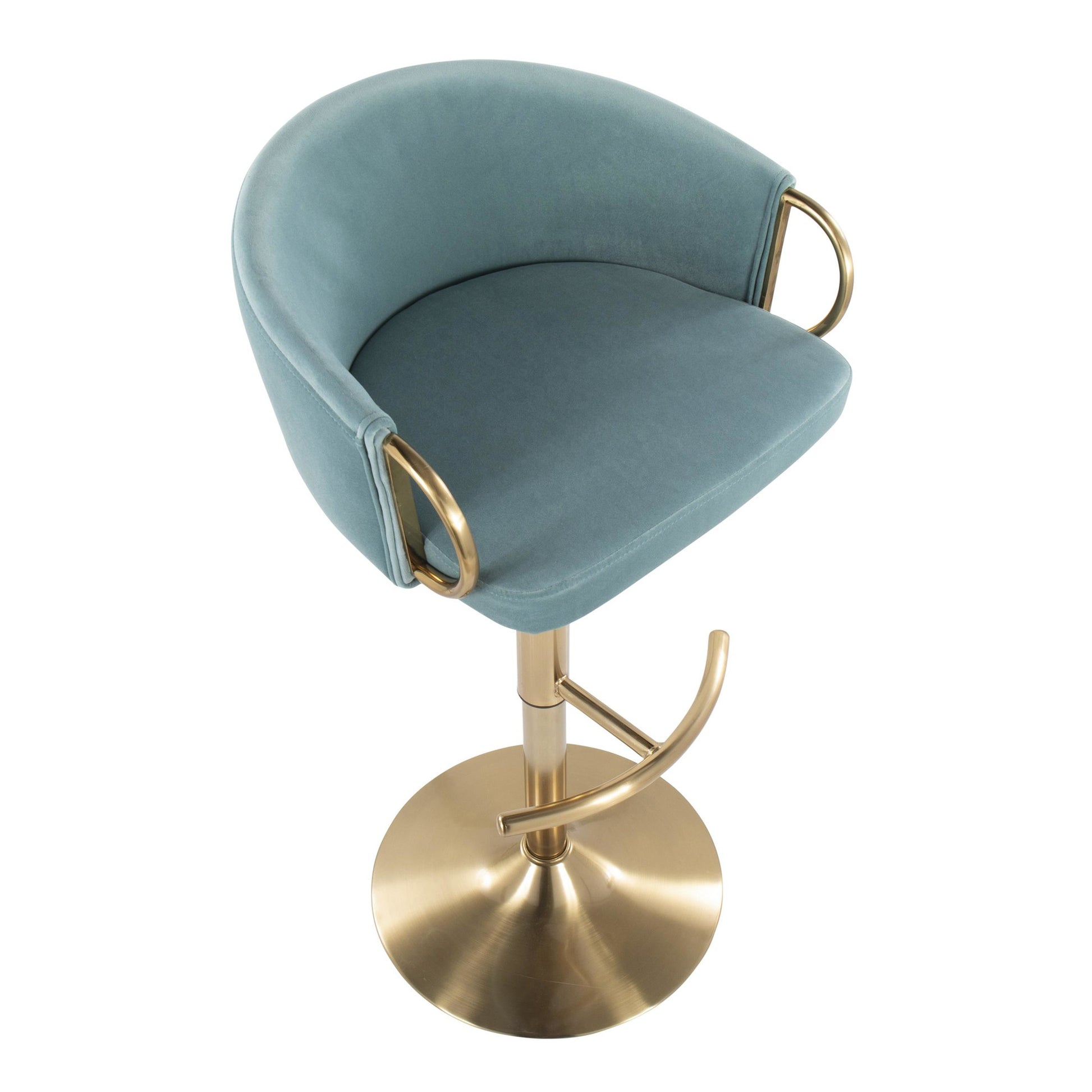 Claire Contemporary/Glam Adjustable  Bar Stool in Gold Metal and Black Velvet By LumiSource - Set of 2 | Bar Stools | Modishstore - 19