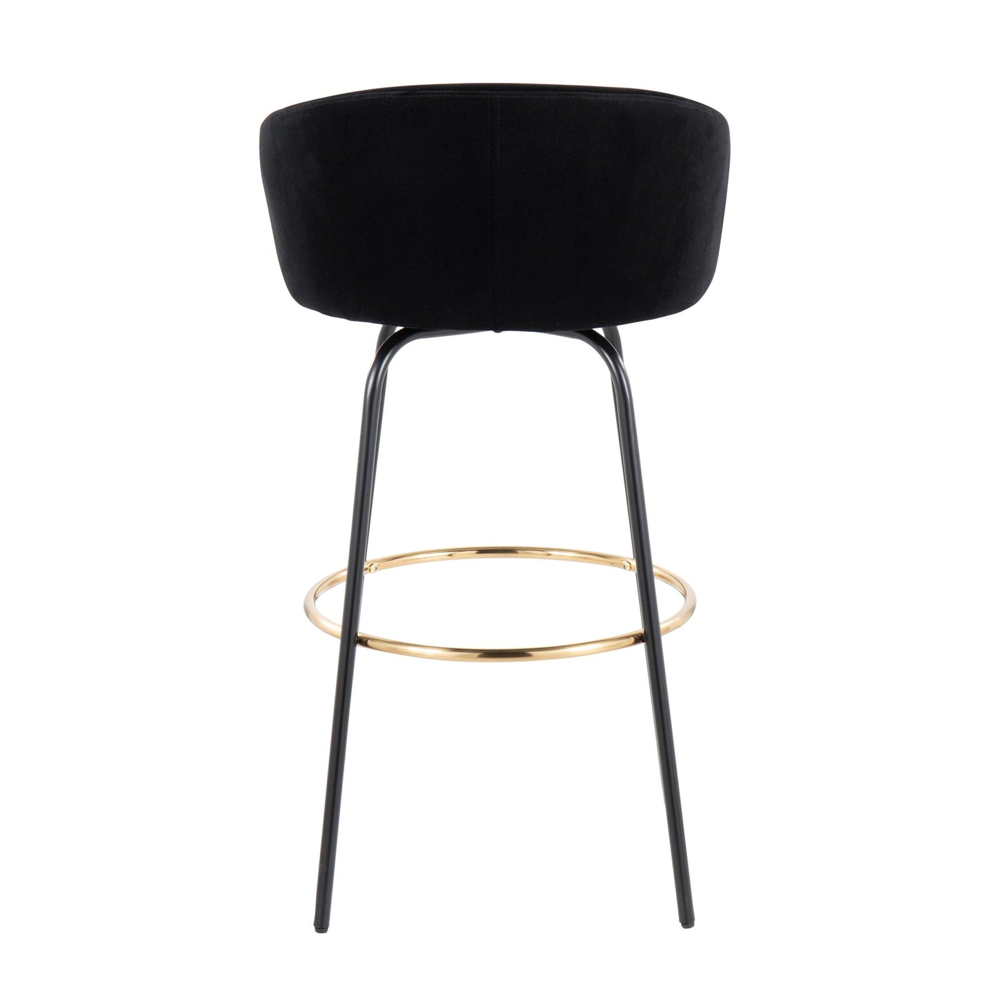 Claire Contemporary/Glam Barstool in Black Metal and Black Velvet with Gold Metal Footrest By LumiSource - Set of 2 | Bar Stools | Modishstore - 8