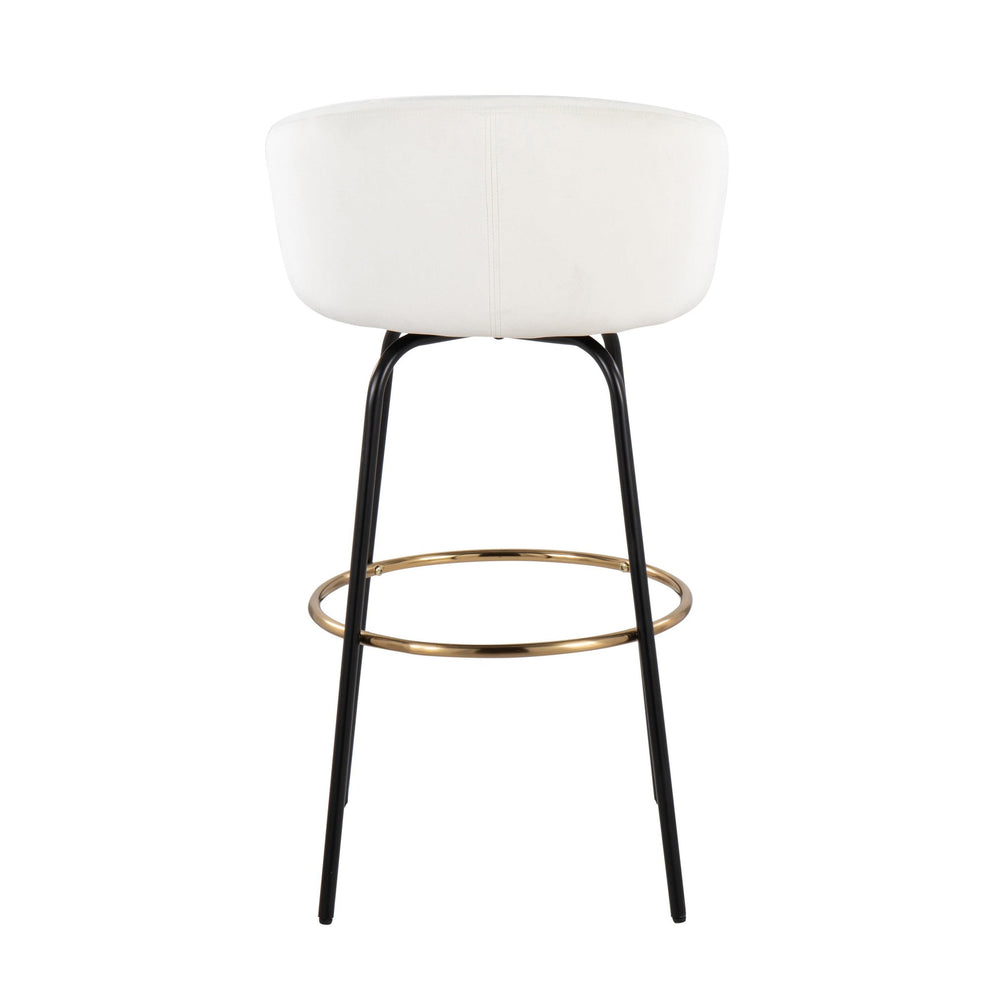 Claire Contemporary/Glam Barstool in Black Metal and Black Velvet with Gold Metal Footrest By LumiSource - Set of 2 | Bar Stools | Modishstore - 16