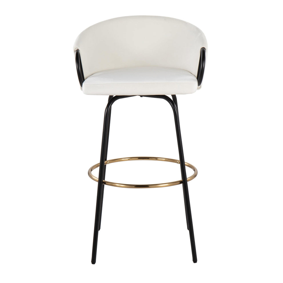 Claire Contemporary/Glam Barstool in Black Metal and Black Velvet with Gold Metal Footrest By LumiSource - Set of 2 | Bar Stools | Modishstore - 10
