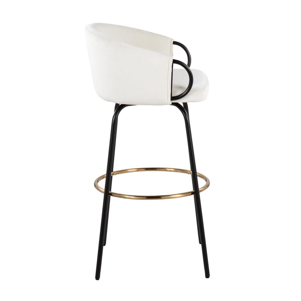 Claire Contemporary/Glam Barstool in Black Metal and Black Velvet with Gold Metal Footrest By LumiSource - Set of 2 | Bar Stools | Modishstore - 14