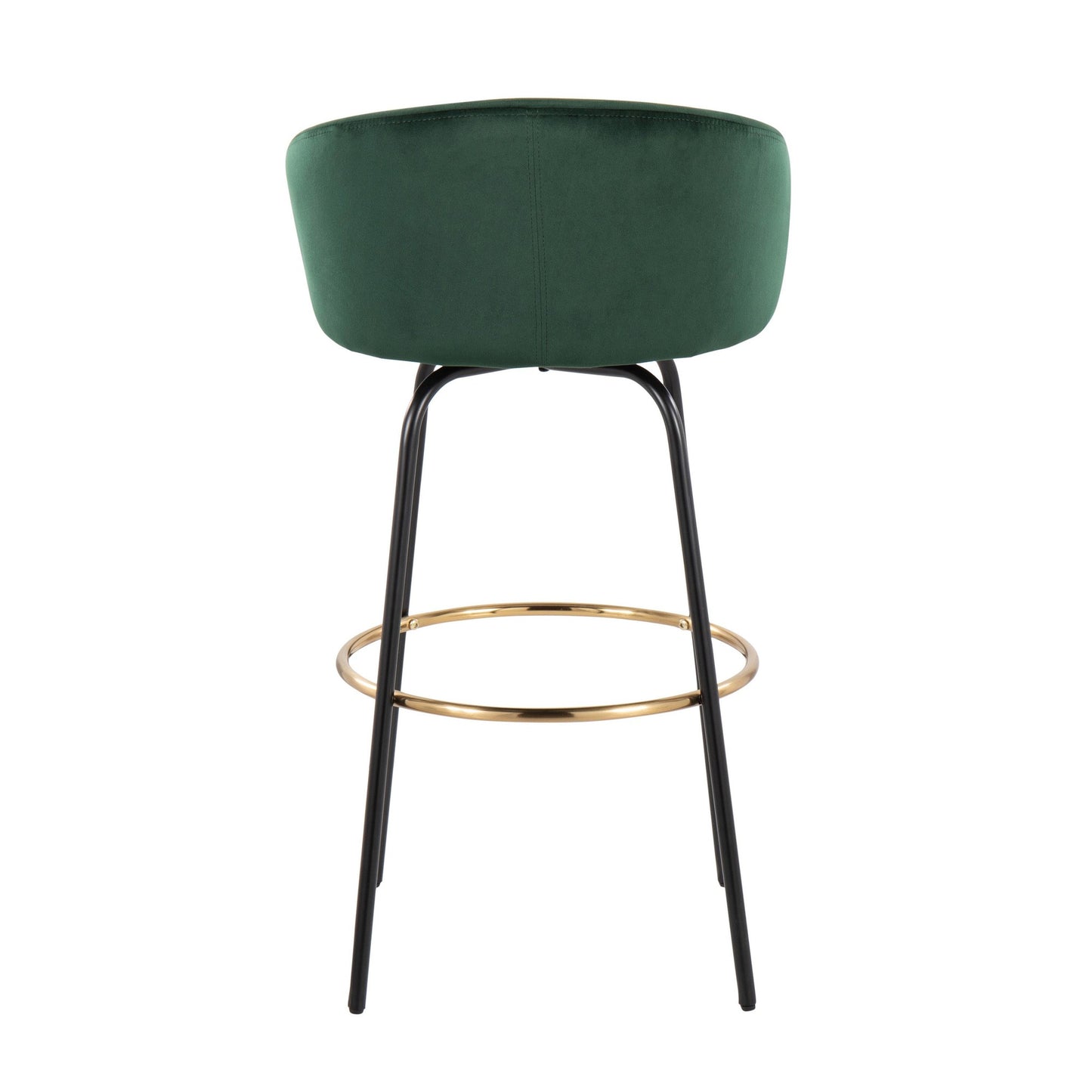 Claire Contemporary/Glam Barstool in Black Metal and Emerald Green Velvet with Gold Metal Footrest By LumiSource - Set of 2 | Bar Stools | Modishstore - 8