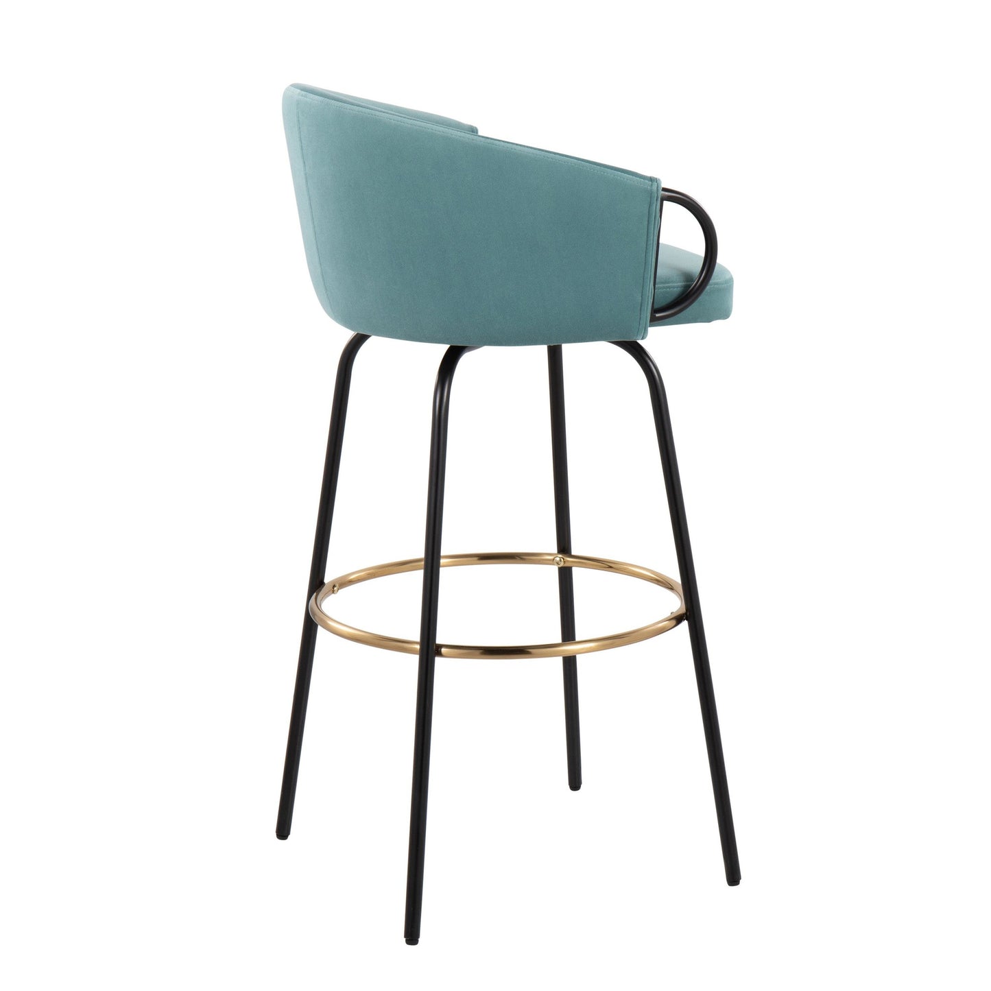 Claire Contemporary/Glam Barstool in Black Metal and Emerald Green Velvet with Gold Metal Footrest By LumiSource - Set of 2 | Bar Stools | Modishstore - 15
