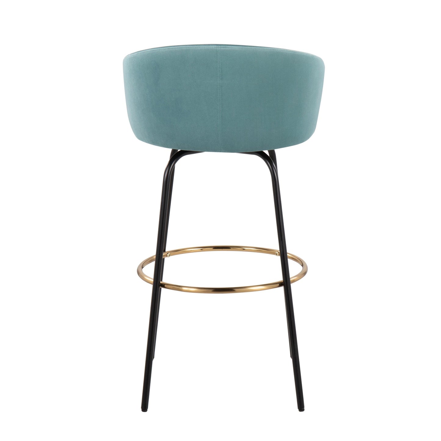 Claire Contemporary/Glam Barstool in Black Metal and Emerald Green Velvet with Gold Metal Footrest By LumiSource - Set of 2 | Bar Stools | Modishstore - 16