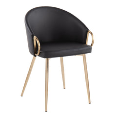 Lumisource Claire Chair with Gold Metal, Black PU Color and Leather, Foam, Painted Steel Material  and Gold Metal Frame Sleek Faux Leather Upholstery