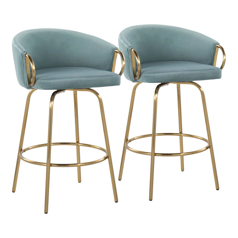 Claire 26" Fixed Height Counter Stool - Set of 2 Green By LumiSource | Counter Stools | Modishstore - 10