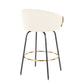Claire 26" Contemporary/Glam Fixed Height Counter Stool with Swivel in Black Metal and Cream Velvet with Gold Metal Accents By LumiSource - Set of 2 | Counter Stools | Modishstore - 8