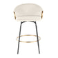 Claire 26" Contemporary/Glam Fixed Height Counter Stool with Swivel in Black Metal and Cream Velvet with Gold Metal Accents By LumiSource - Set of 2 | Counter Stools | Modishstore - 3