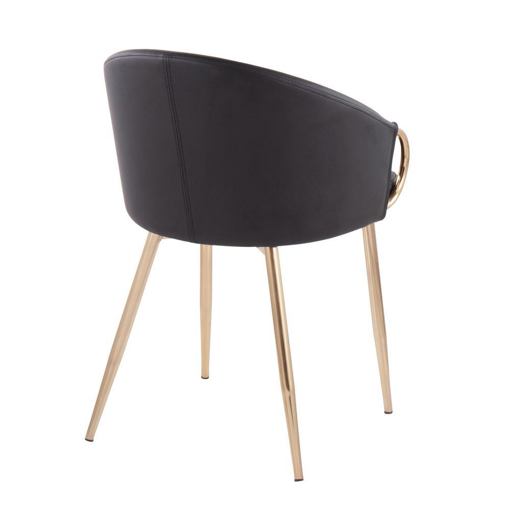 Claire Contemporary/Glam Chair in Gold Metal and Black Faux Leather By LumiSource - Set of 2 | Dining Chairs | Modishstore - 10