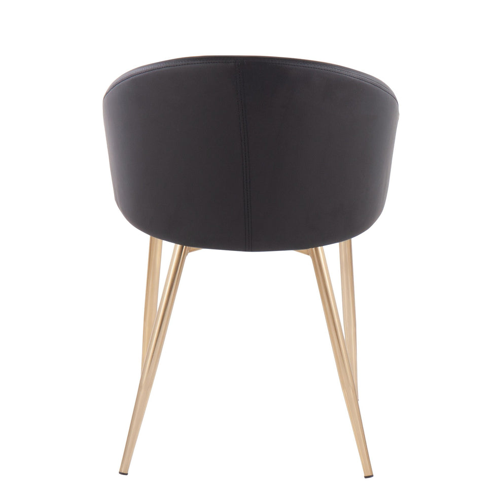 Claire Contemporary/Glam Chair in Gold Metal and Black Faux Leather By LumiSource - Set of 2 | Dining Chairs | Modishstore - 11