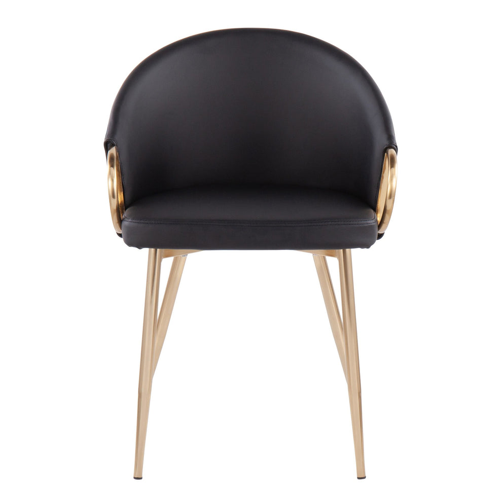 Claire Contemporary/Glam Chair in Gold Metal and Black Faux Leather By LumiSource - Set of 2 | Dining Chairs | Modishstore - 3