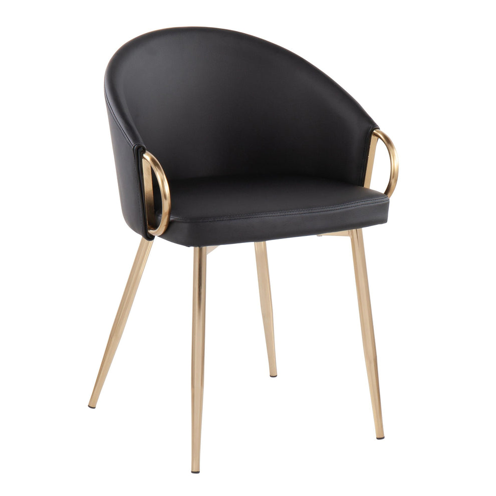 Claire Contemporary/Glam Chair in Gold Metal and Black Faux Leather By LumiSource - Set of 2 | Dining Chairs | Modishstore - 8