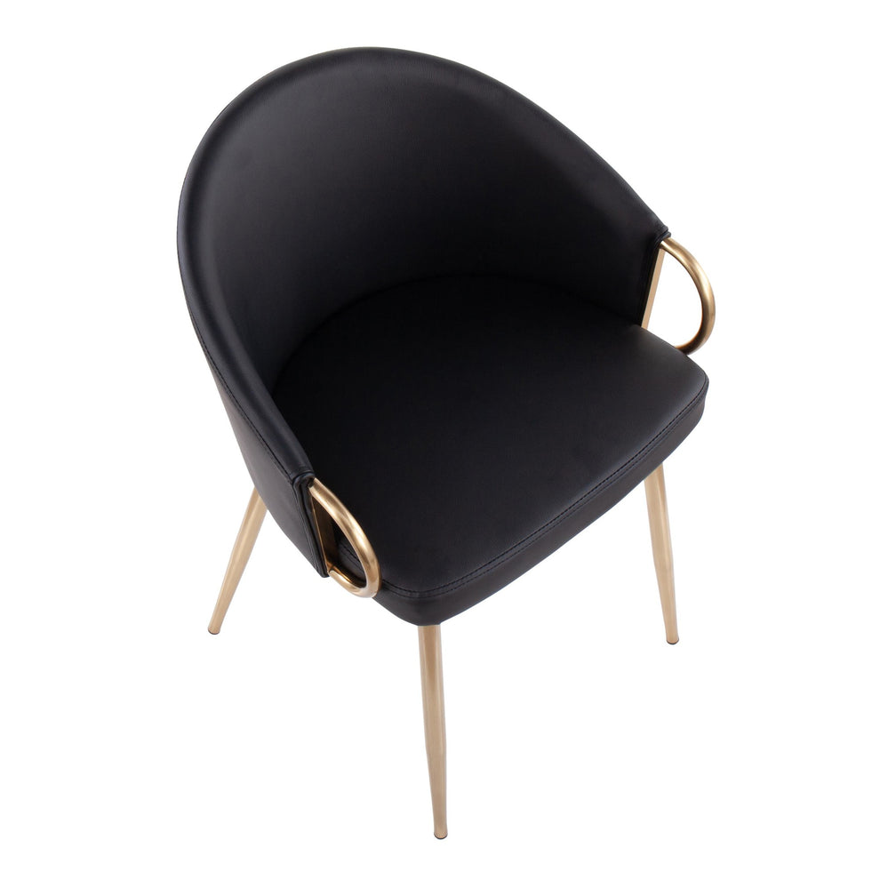 Claire Contemporary/Glam Chair in Gold Metal and Black Faux Leather By LumiSource - Set of 2 | Dining Chairs | Modishstore - 4
