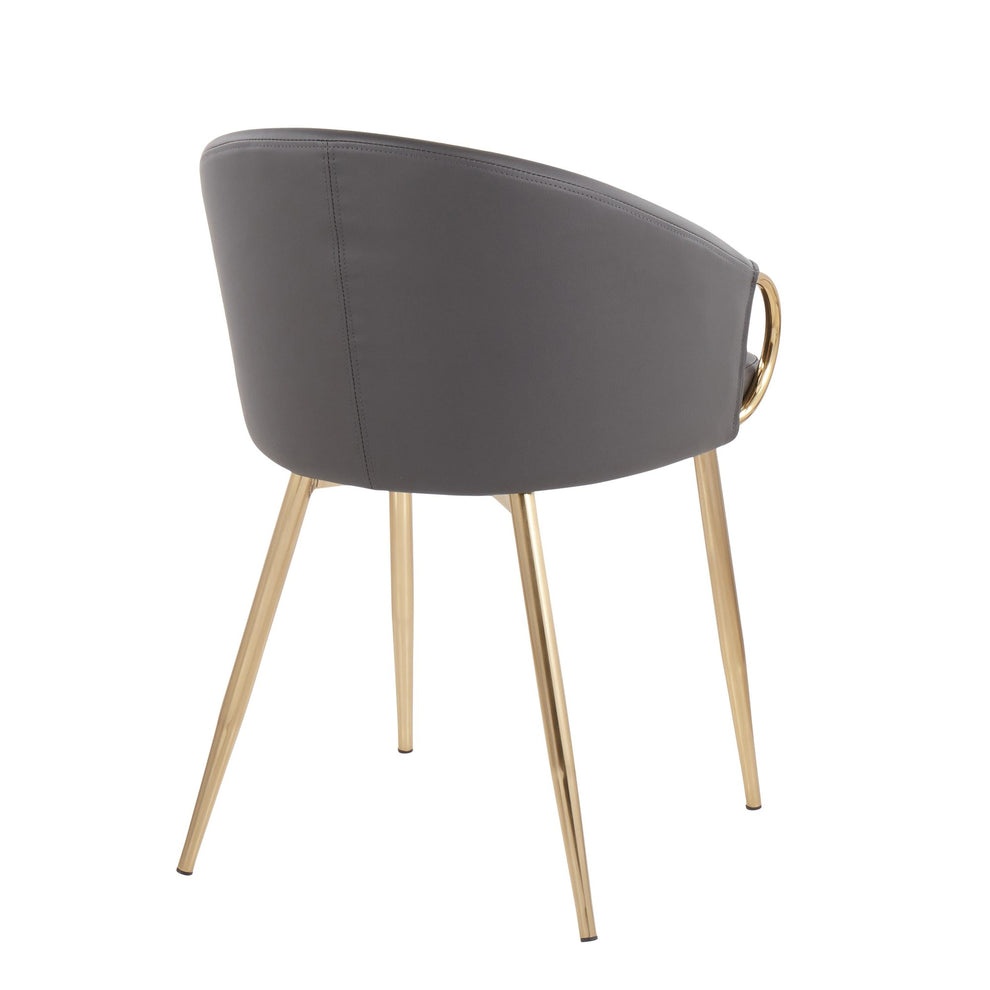 Claire Contemporary/Glam Chair in Gold Metal and Black Faux Leather By LumiSource - Set of 2 | Dining Chairs | Modishstore - 21