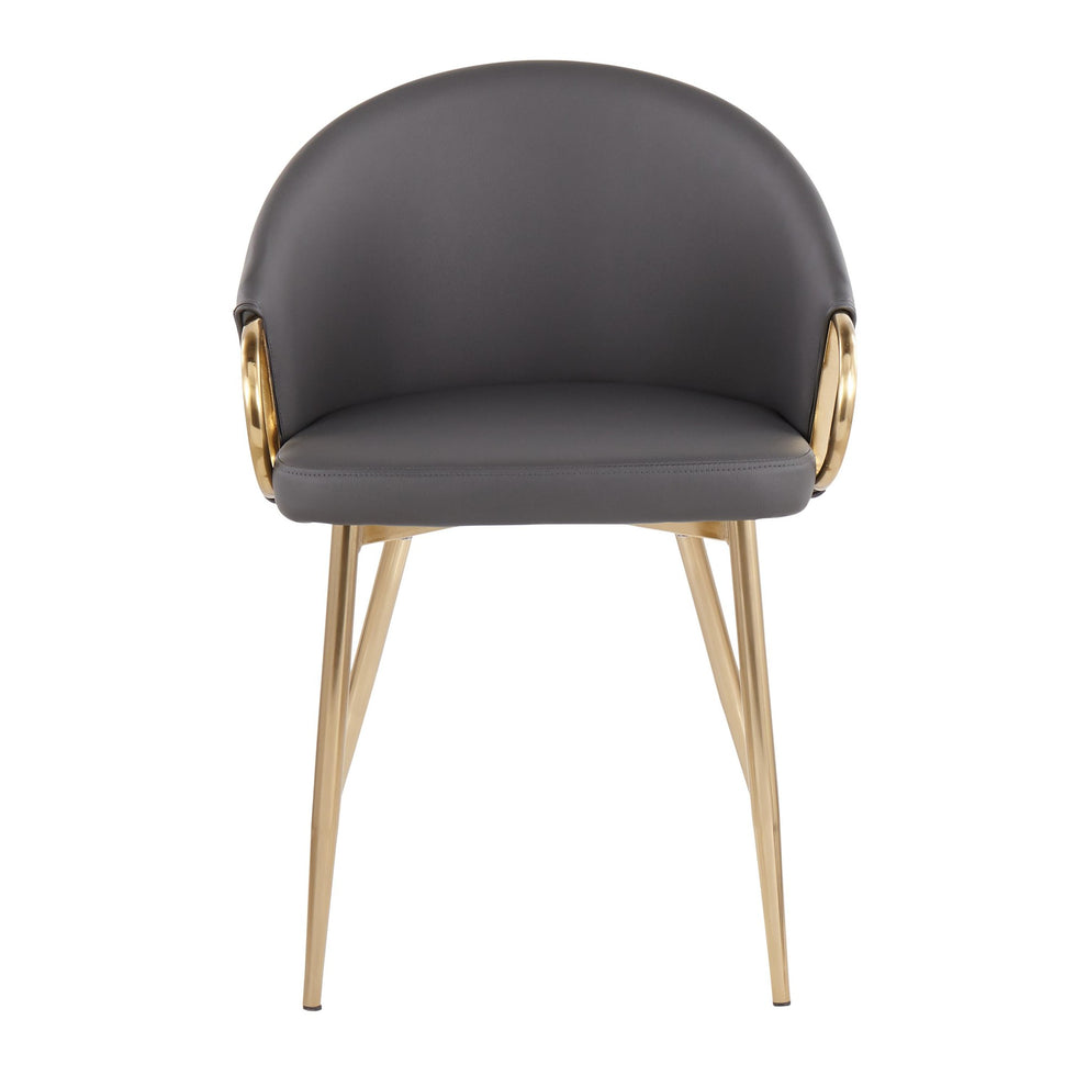 Claire Contemporary/Glam Chair in Gold Metal and Black Faux Leather By LumiSource - Set of 2 | Dining Chairs | Modishstore - 13
