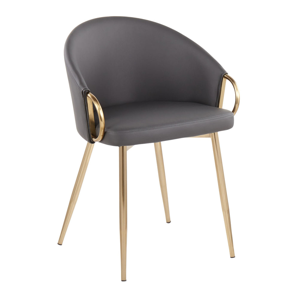 Claire Contemporary/Glam Chair in Gold Metal and Black Faux Leather By LumiSource - Set of 2 | Dining Chairs | Modishstore - 19