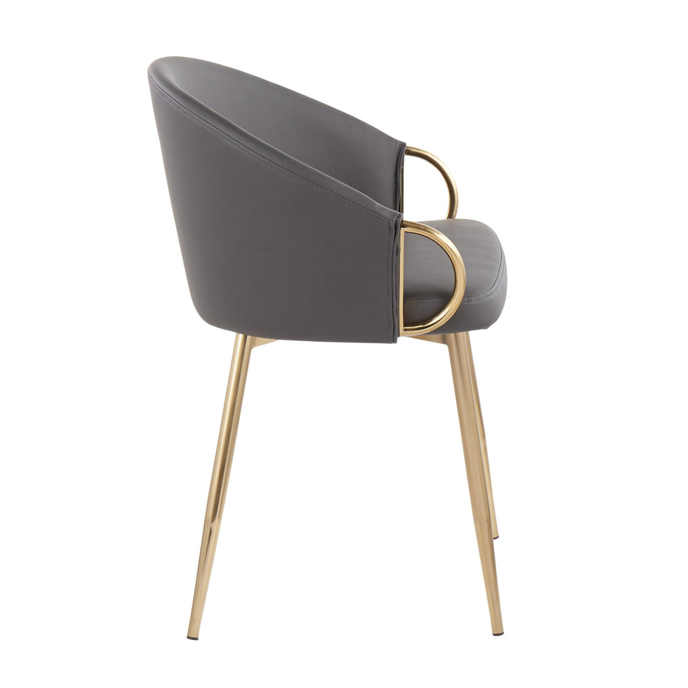 Claire Contemporary/Glam Chair in Gold Metal and Black Faux Leather By LumiSource - Set of 2 | Dining Chairs | Modishstore - 20