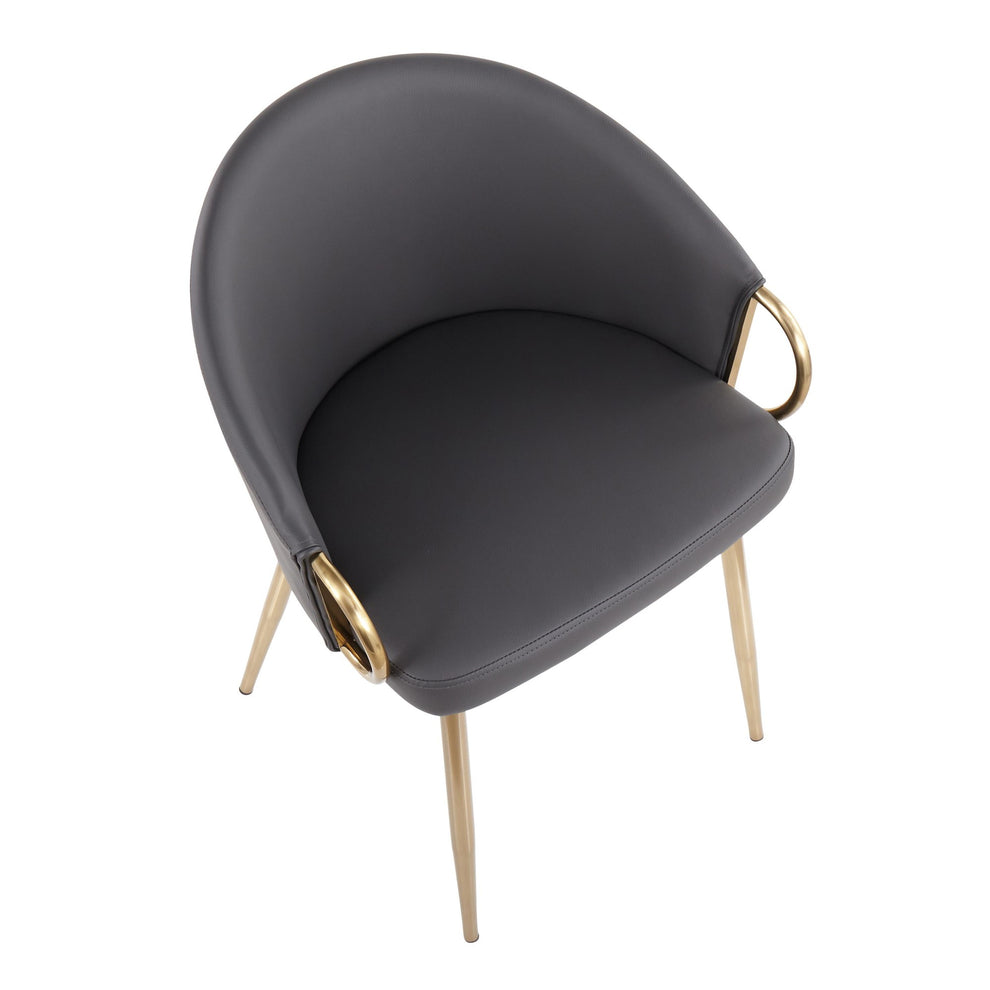 Claire Contemporary/Glam Chair in Gold Metal and Black Faux Leather By LumiSource - Set of 2 | Dining Chairs | Modishstore - 14