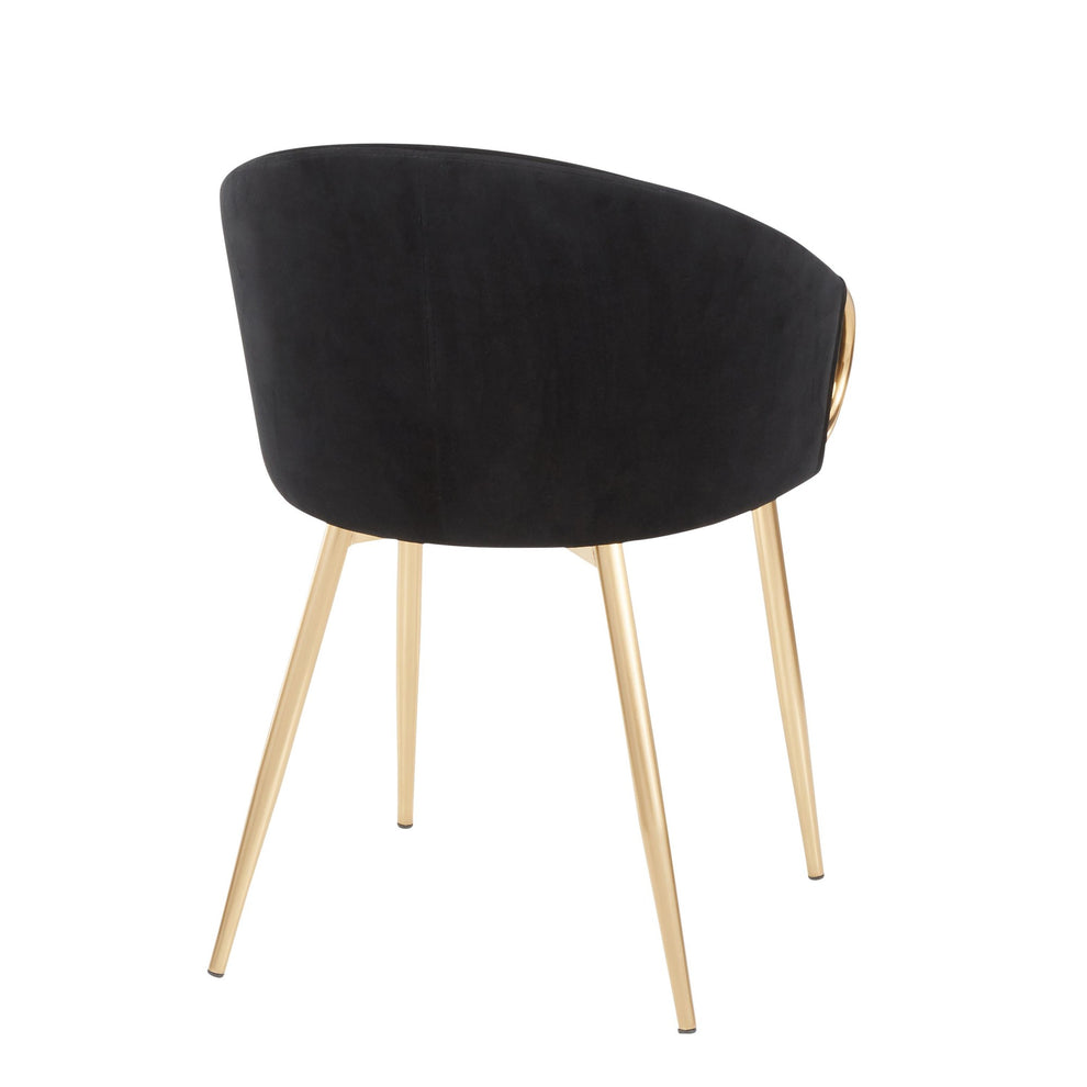 Claire Contemporary/Glam Chair in Gold Metal and Black Velvet By LumiSource - Set of 2 | Dining Chairs | Modishstore - 10