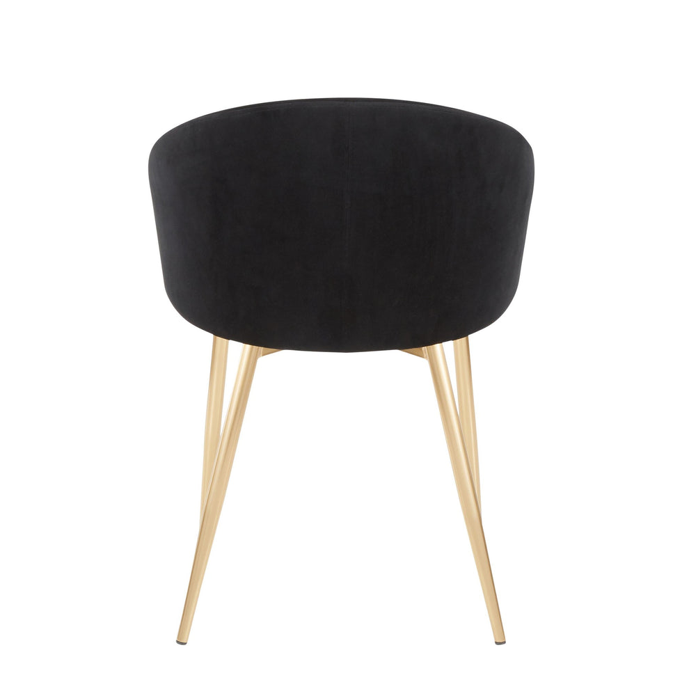 Claire Contemporary/Glam Chair in Gold Metal and Black Velvet By LumiSource - Set of 2 | Dining Chairs | Modishstore - 11