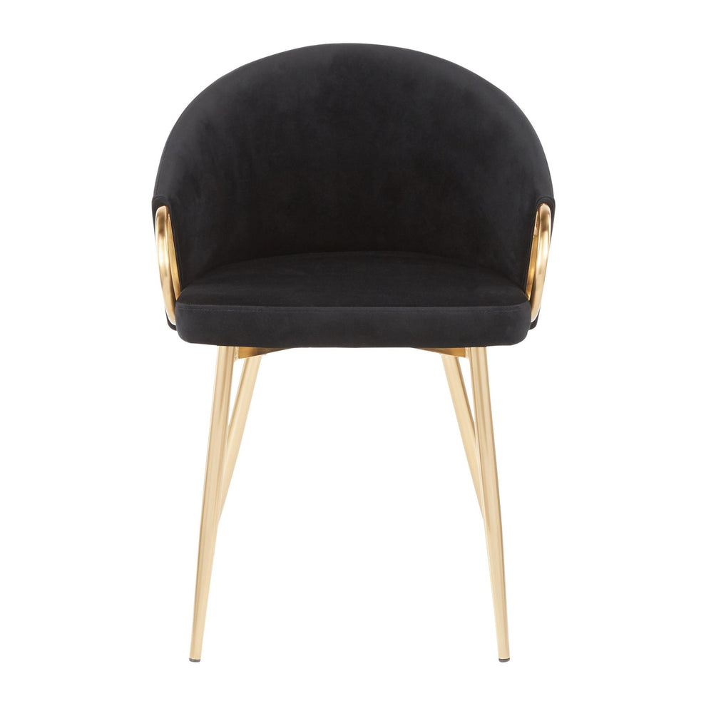 Claire Contemporary/Glam Chair in Gold Metal and Black Velvet By LumiSource - Set of 2 | Dining Chairs | Modishstore - 3