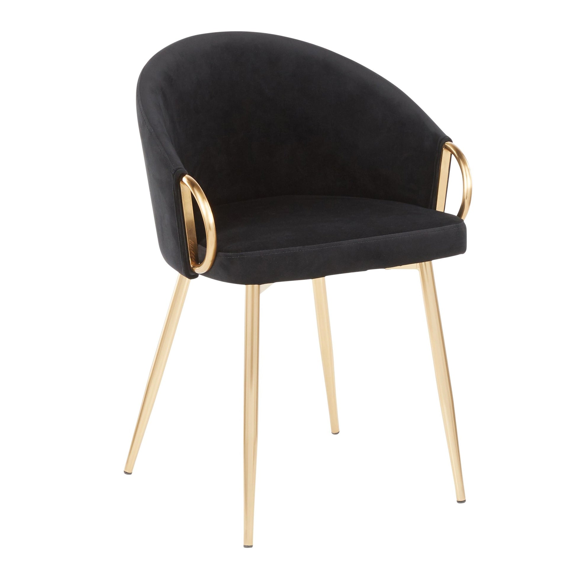 Claire Contemporary/Glam Chair in Gold Metal and Black Velvet By LumiSource - Set of 2 | Dining Chairs | Modishstore - 8
