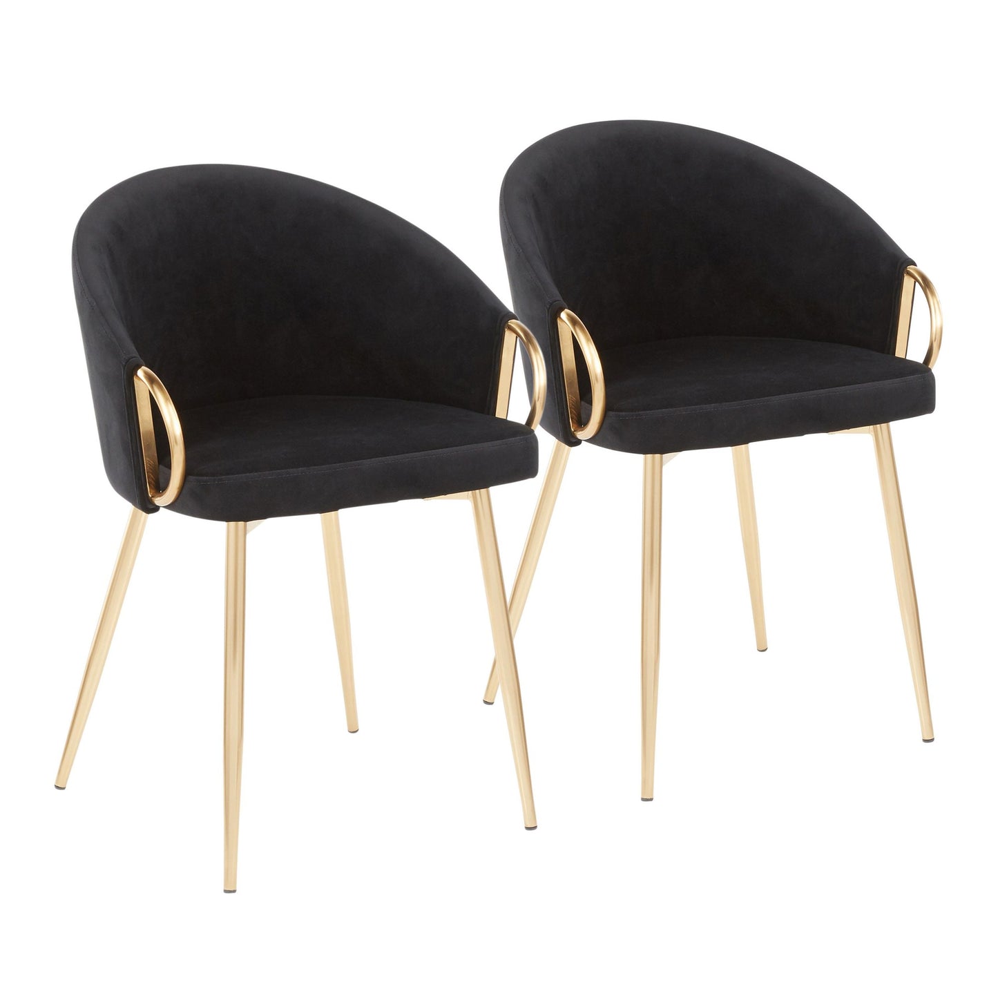 Claire Contemporary/Glam Chair in Gold Metal and Black Velvet By LumiSource - Set of 2 | Dining Chairs | Modishstore - 2