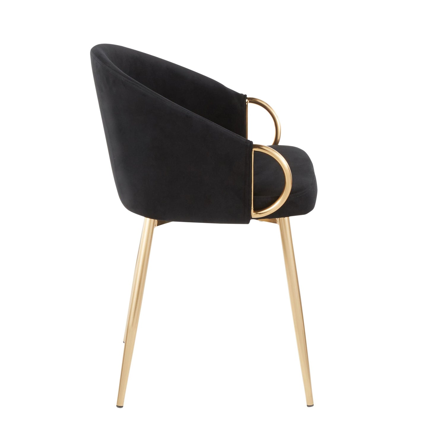 Claire Contemporary/Glam Chair in Gold Metal and Black Velvet By LumiSource - Set of 2 | Dining Chairs | Modishstore - 9