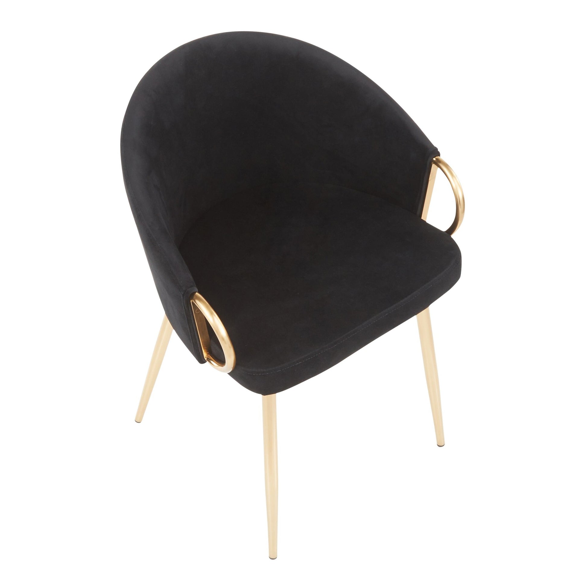 Claire Contemporary/Glam Chair in Gold Metal and Black Velvet By LumiSource - Set of 2 | Dining Chairs | Modishstore - 4