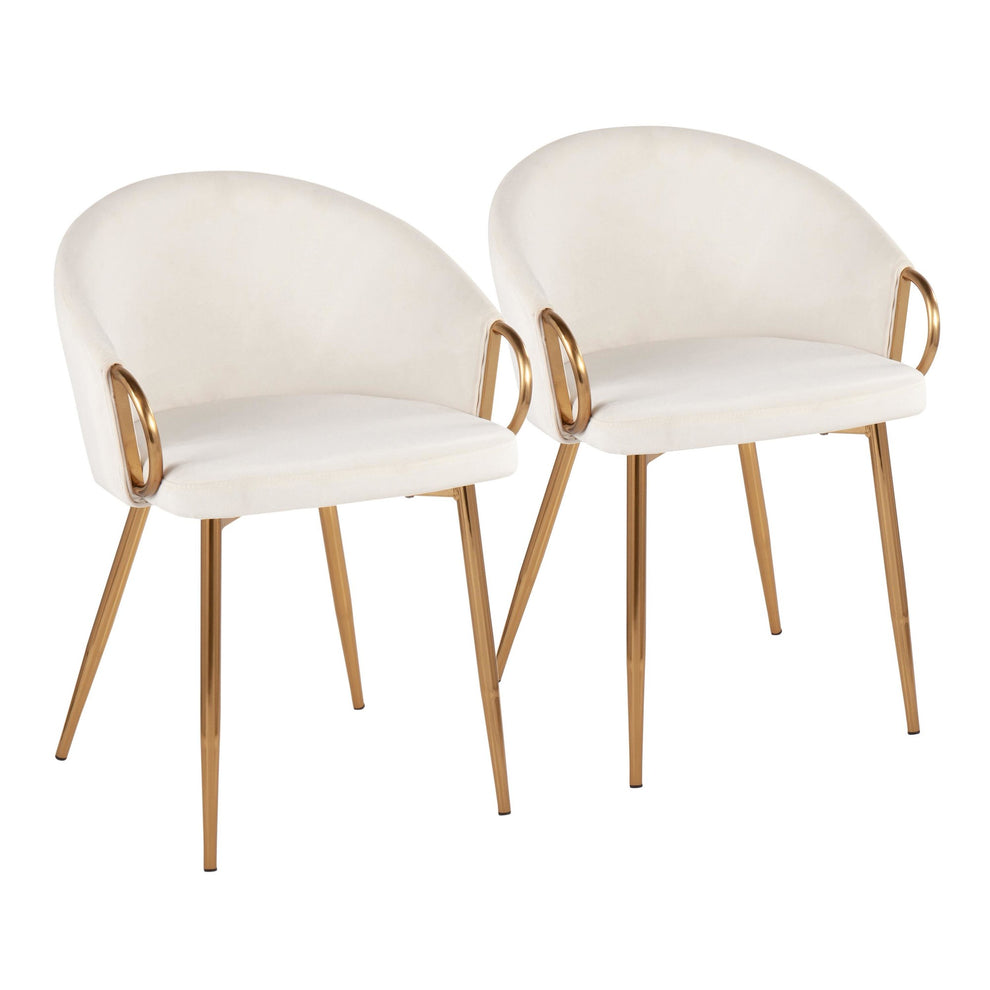 Claire Contemporary/Glam Chair in Gold Metal and Black Velvet By LumiSource - Set of 2 | Dining Chairs | Modishstore - 12