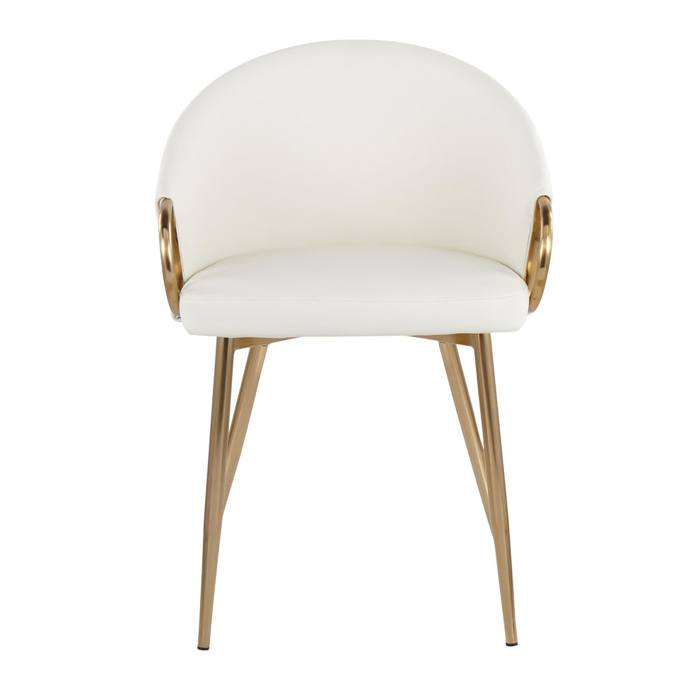 Claire Contemporary/Glam Chair in Gold Metal and Black Faux Leather By LumiSource - Set of 2 | Dining Chairs | Modishstore - 24