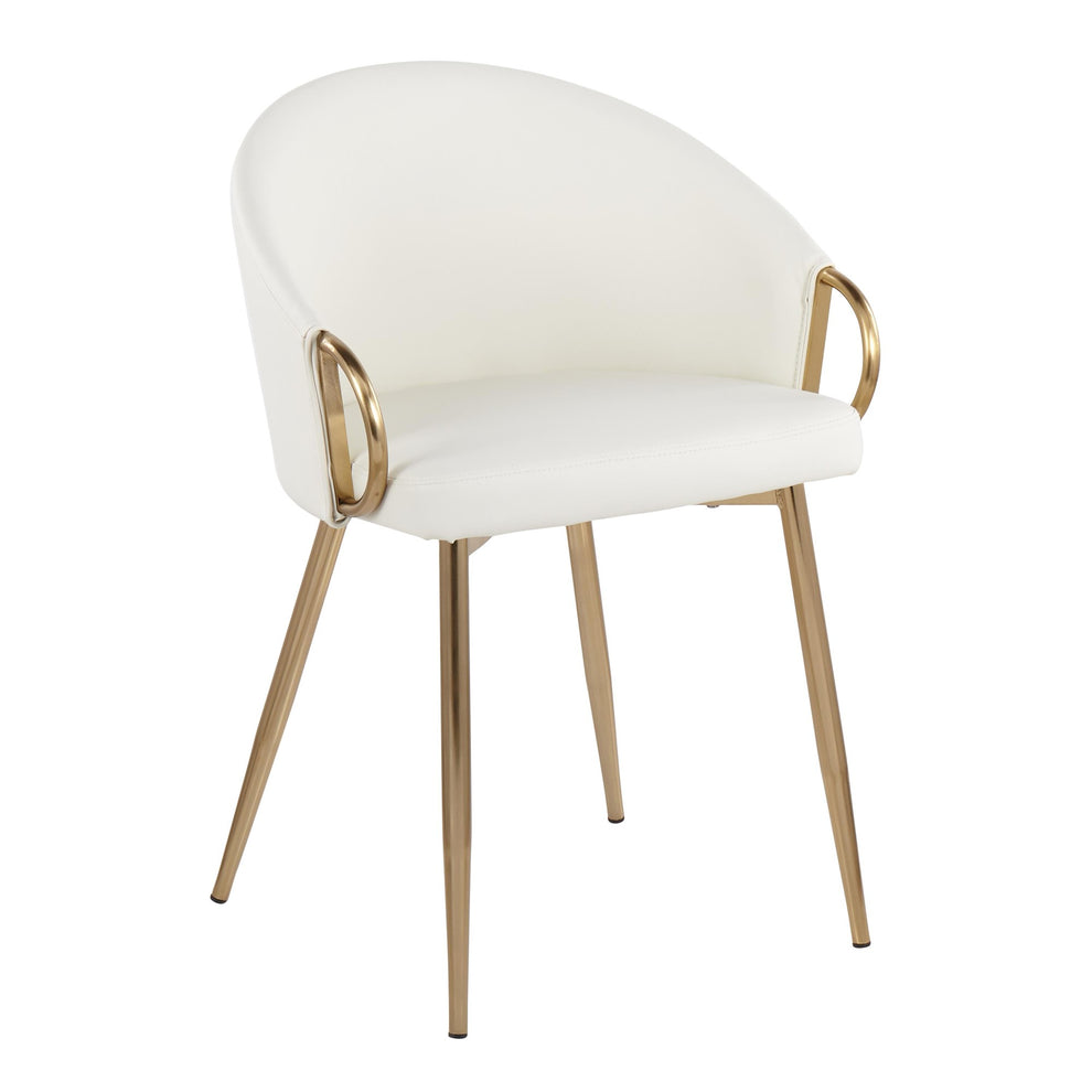 Claire Contemporary/Glam Chair in Gold Metal and Black Faux Leather By LumiSource - Set of 2 | Dining Chairs | Modishstore - 30