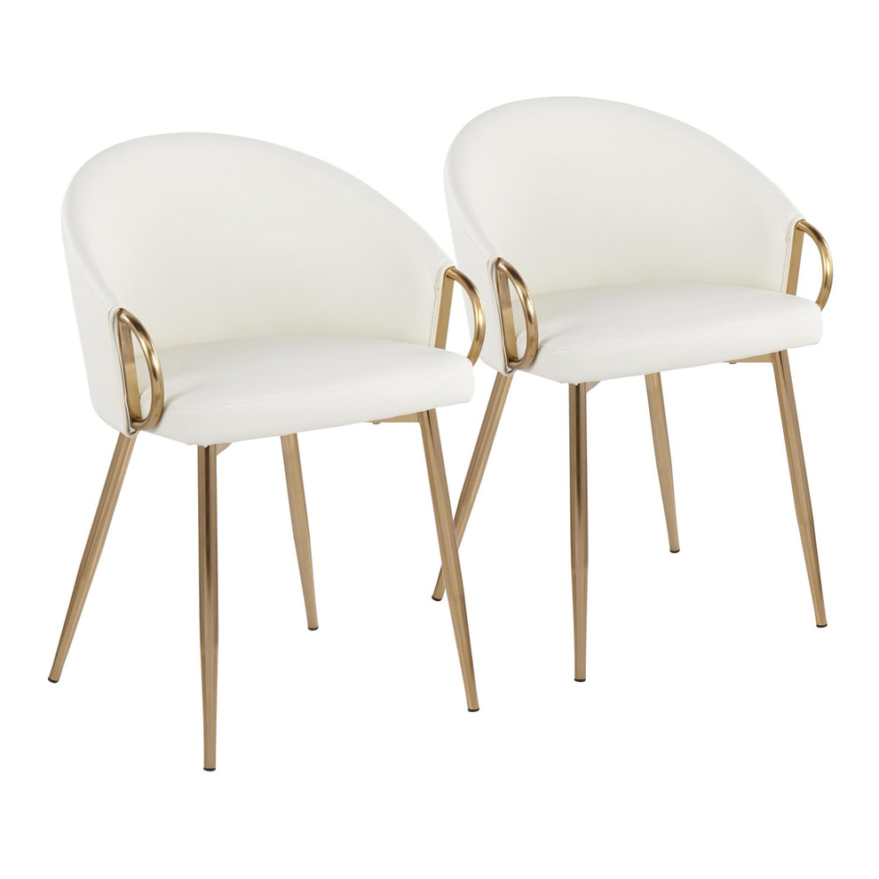 Claire Contemporary/Glam Chair in Gold Metal and Black Faux Leather By LumiSource - Set of 2 | Dining Chairs | Modishstore - 23
