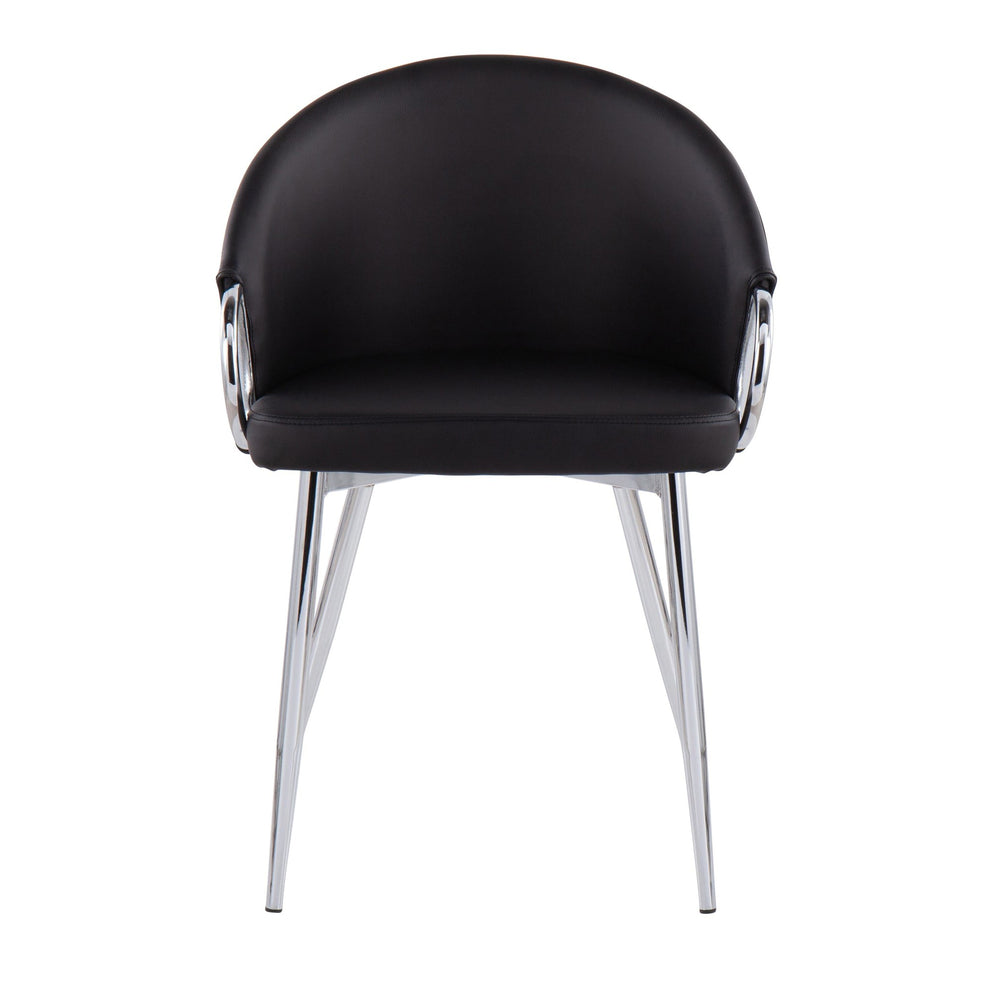 Claire Contemporary/Glam Chair in Gold Metal and Black Faux Leather By LumiSource - Set of 2 | Dining Chairs | Modishstore - 35