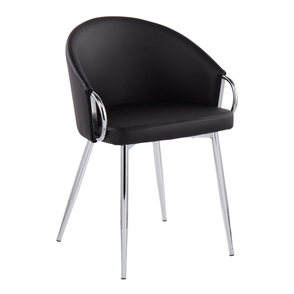 Claire Contemporary/Glam Chair in Gold Metal and Black Faux Leather By LumiSource - Set of 2 | Dining Chairs | Modishstore - 41