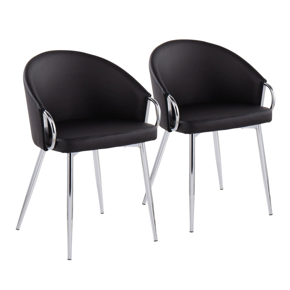 Claire Contemporary/Glam Chair in Gold Metal and Black Faux Leather By LumiSource - Set of 2 | Dining Chairs | Modishstore - 34