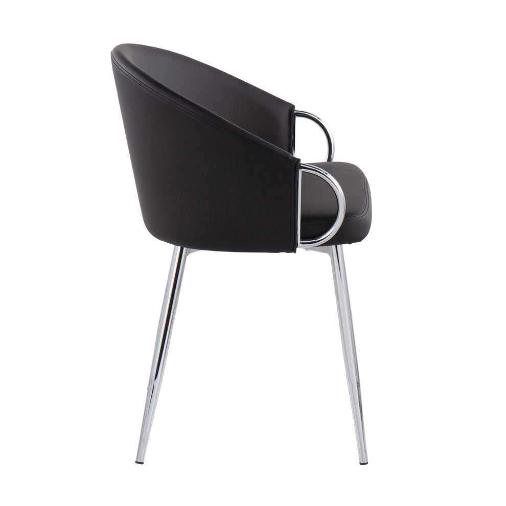 Claire Contemporary/Glam Chair in Gold Metal and Black Faux Leather By LumiSource - Set of 2 | Dining Chairs | Modishstore - 42