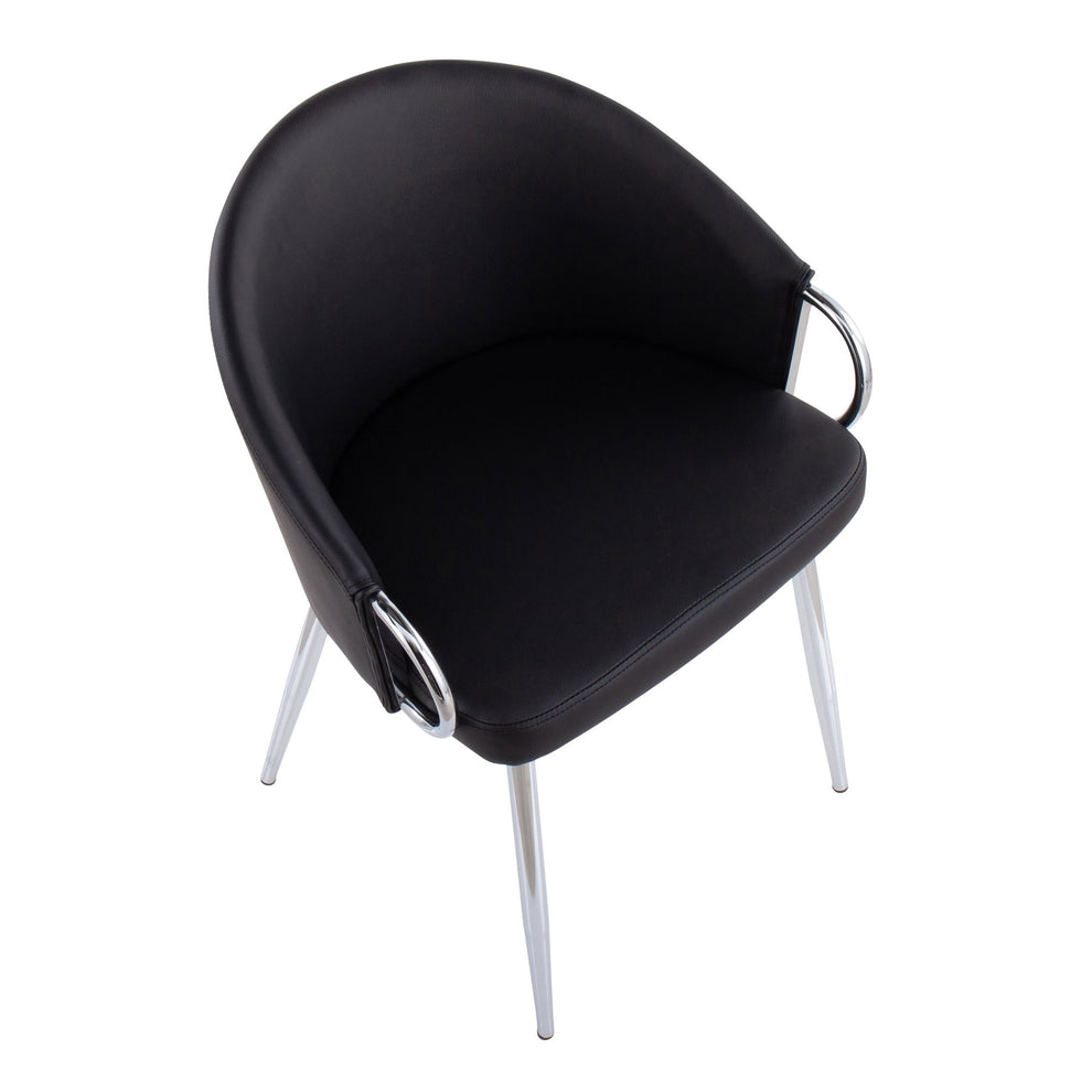 Claire Contemporary/Glam Chair in Gold Metal and Black Faux Leather By LumiSource - Set of 2 | Dining Chairs | Modishstore - 36