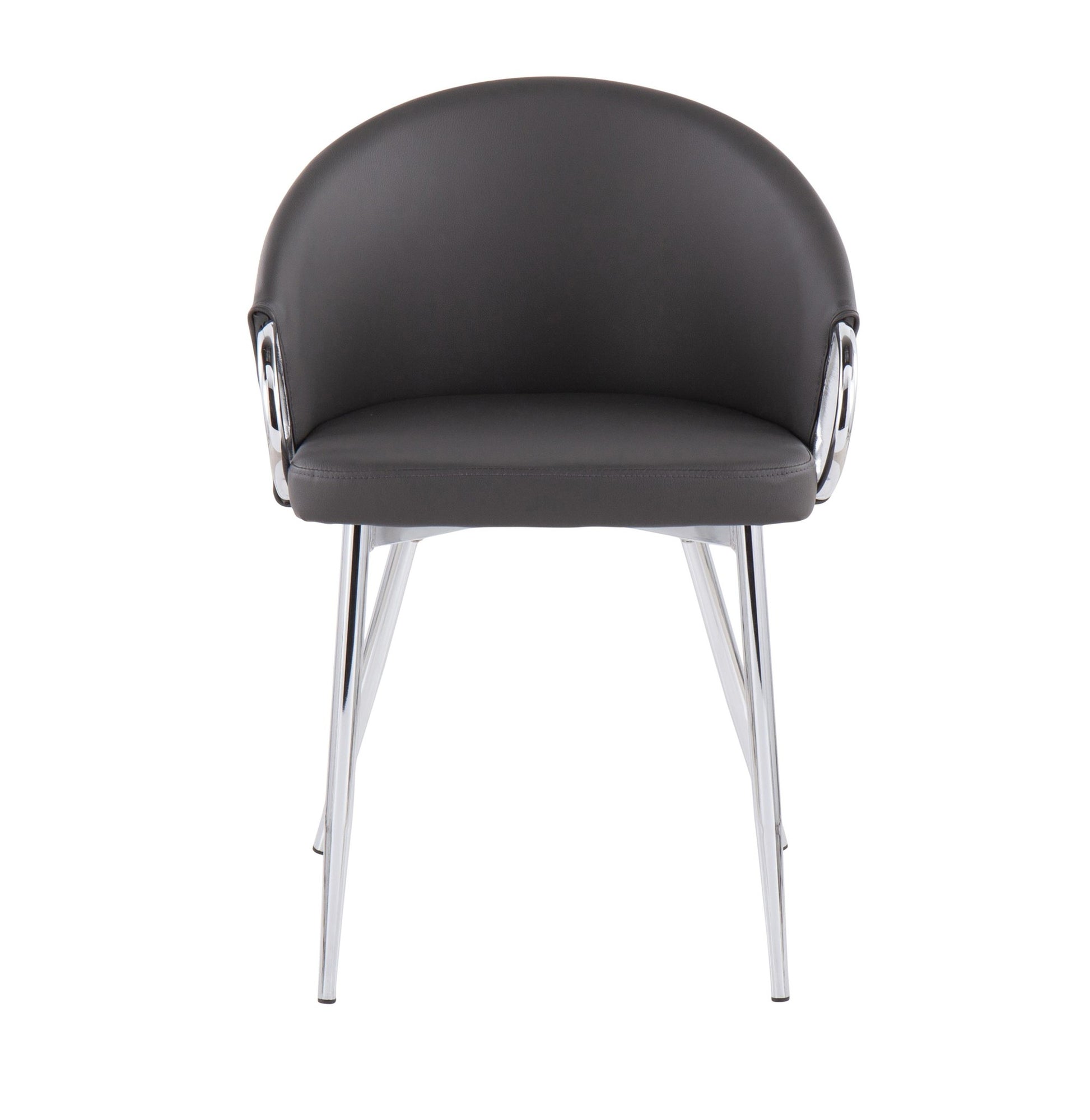 Claire Contemporary/Glam Chair in Gold Metal and Black Faux Leather By LumiSource - Set of 2 | Dining Chairs | Modishstore - 46