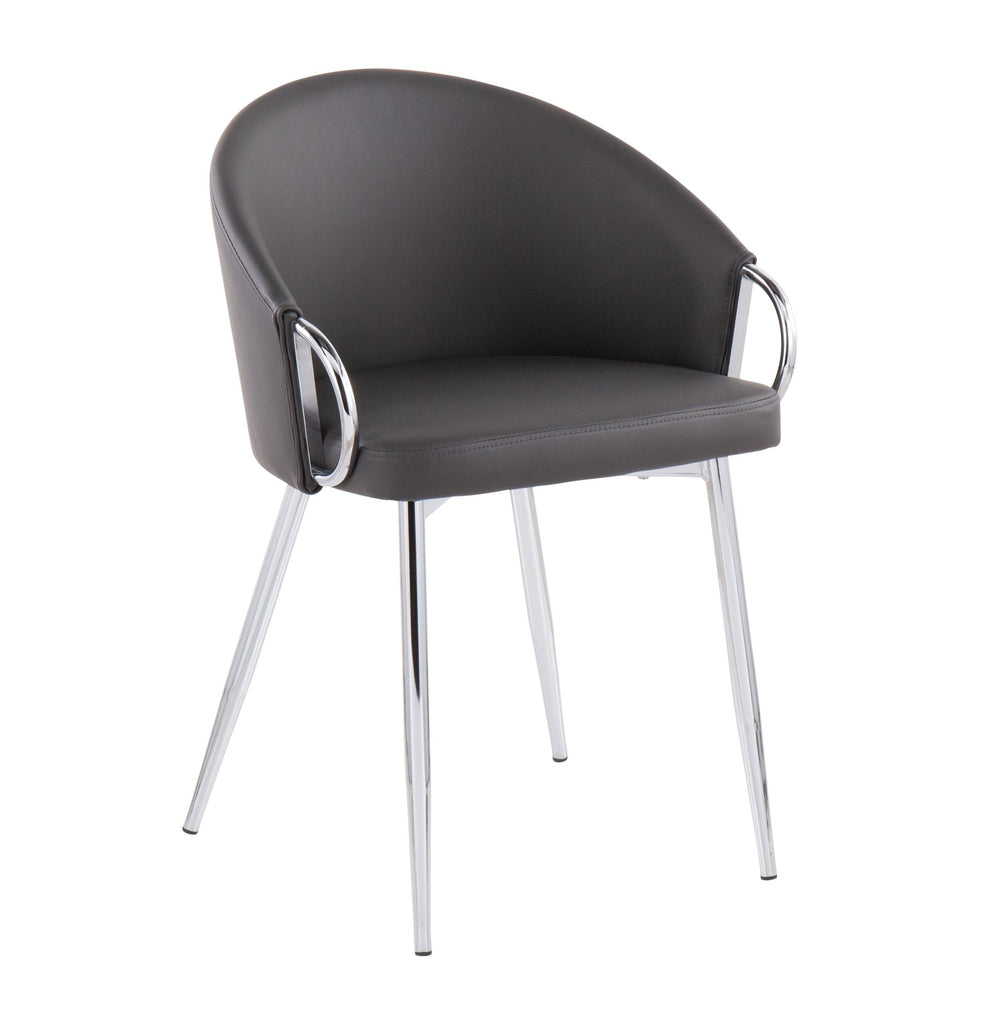 Claire Contemporary/Glam Chair in Gold Metal and Black Faux Leather By LumiSource - Set of 2 | Dining Chairs | Modishstore - 52