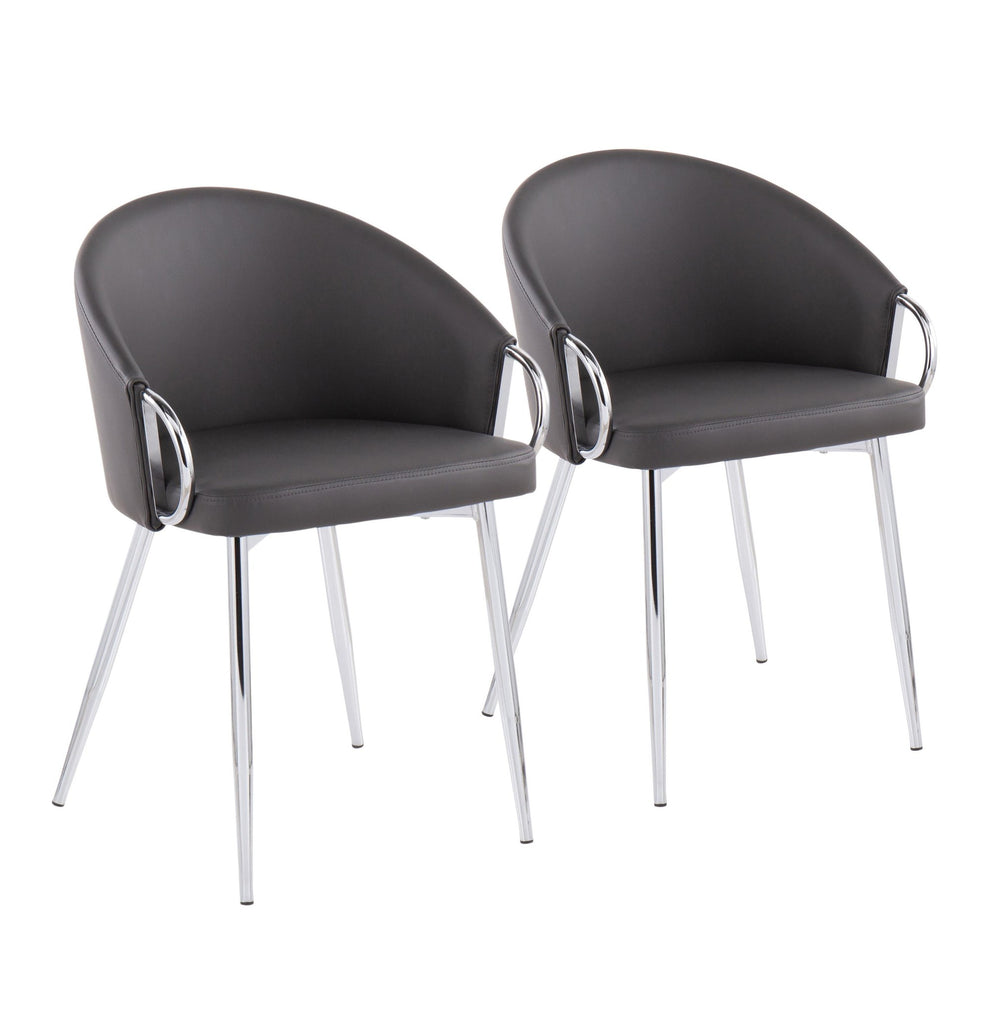 Claire Contemporary/Glam Chair in Gold Metal and Black Faux Leather By LumiSource - Set of 2 | Dining Chairs | Modishstore - 45