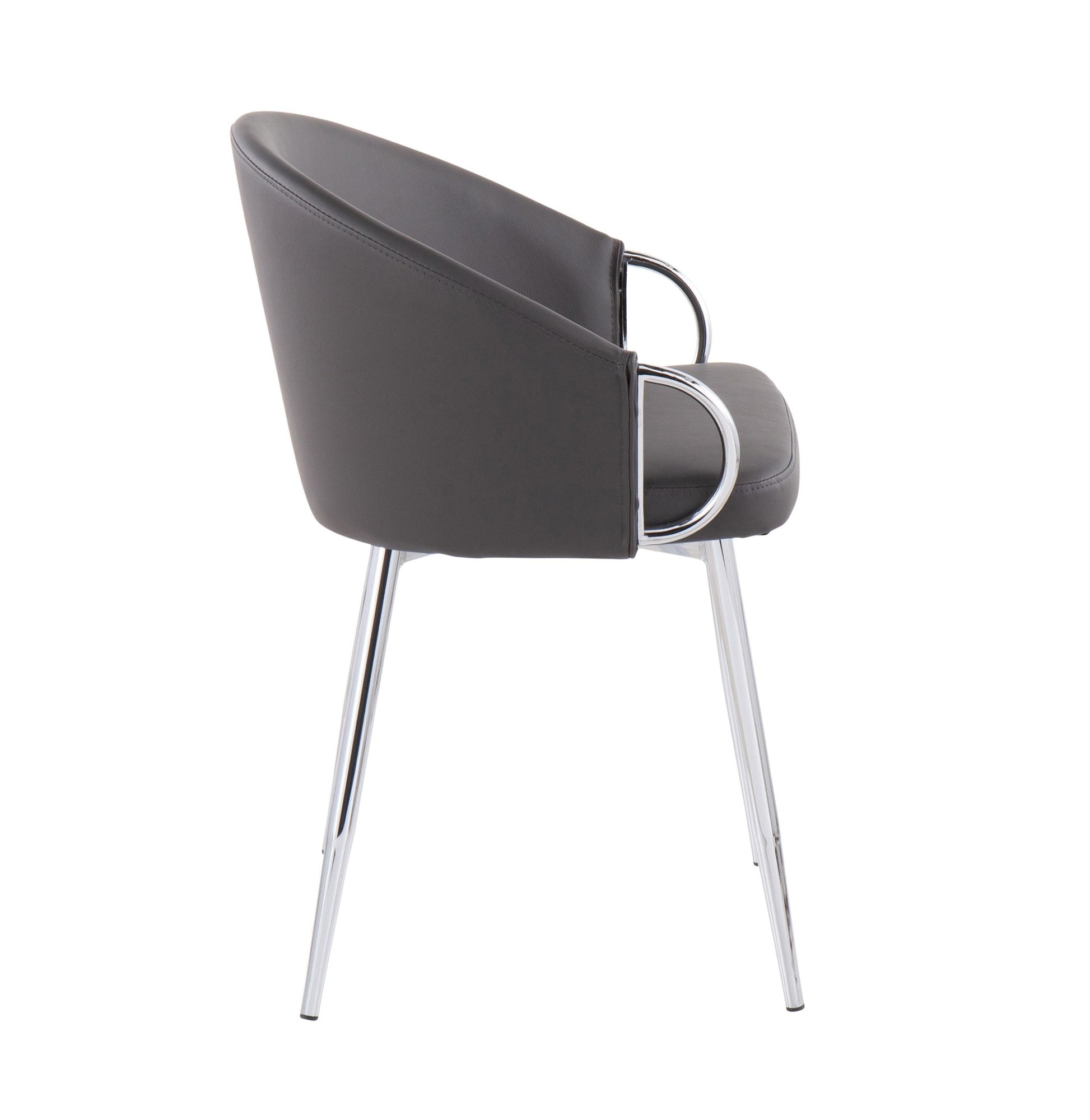 Claire Contemporary/Glam Chair in Gold Metal and Black Faux Leather By LumiSource - Set of 2 | Dining Chairs | Modishstore - 53