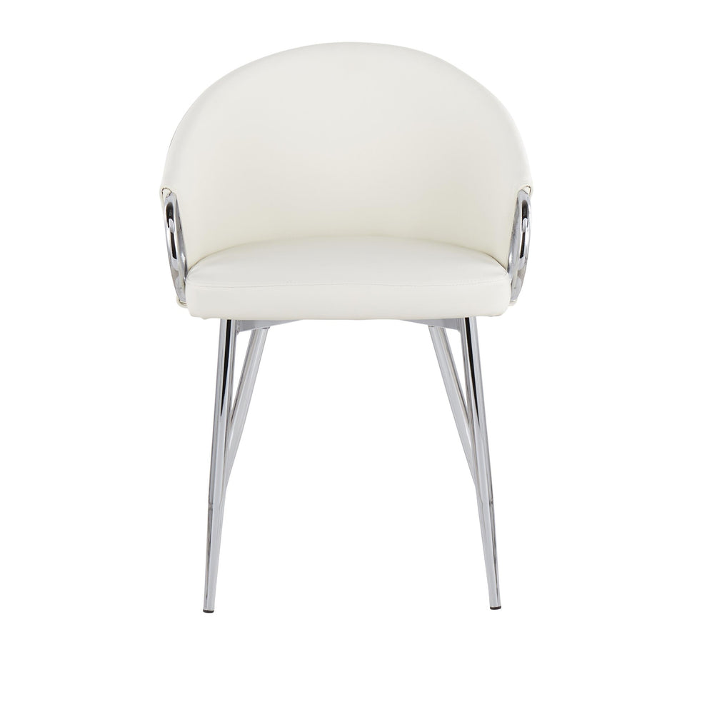 Claire Contemporary/Glam Chair in Gold Metal and Black Faux Leather By LumiSource - Set of 2 | Dining Chairs | Modishstore - 57