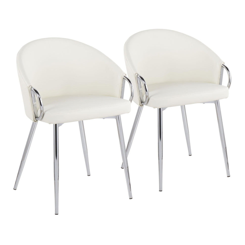 Claire Contemporary/Glam Chair in Gold Metal and Black Faux Leather By LumiSource - Set of 2 | Dining Chairs | Modishstore - 56