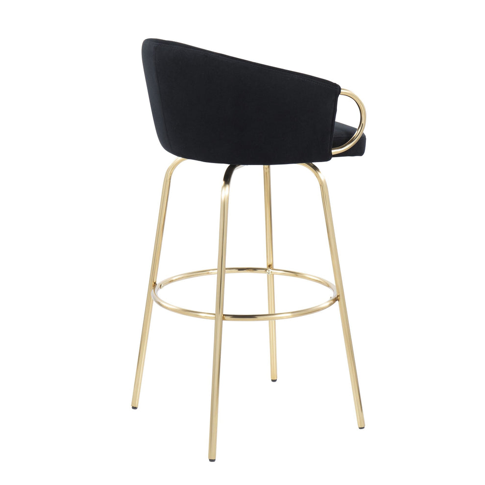 Claire Contemporary/Glam 30" Fixed-Height Bar Stool with Gold Metal Legs By LumiSource - Set of 2 | Bar Stools | Modishstore - 7