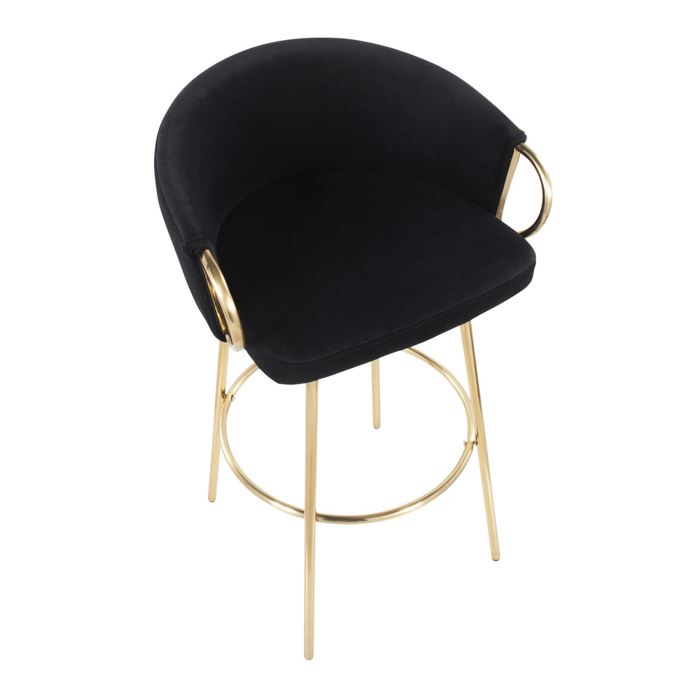 Claire Contemporary/Glam 30" Fixed-Height Bar Stool with Gold Metal Legs By LumiSource - Set of 2 | Bar Stools | Modishstore - 3